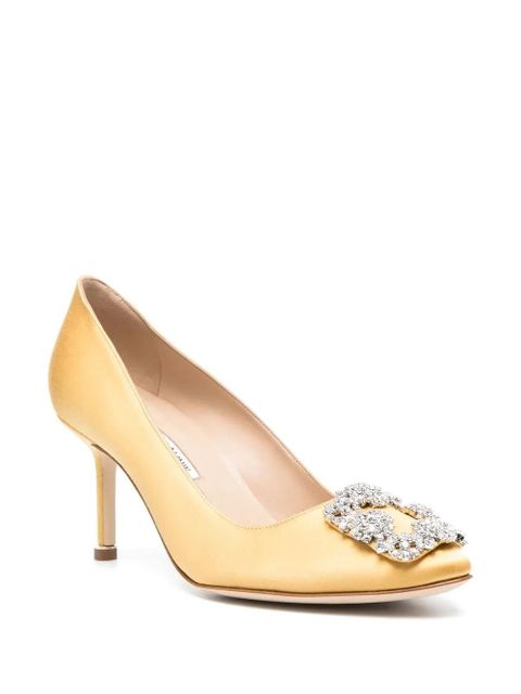 Manolo Blahnik Hangisi 70mm crystal-buckle pumps - Yellow - zdjęcie produktu nr 2