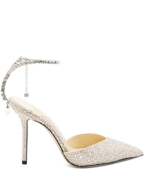 Jimmy Choo 100mm Saeda crystal-embellished pumps - Neutrals - zdjęcie produktu nr 1