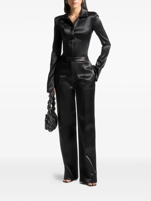 Manière De Voir Louise wide-shoulder satin bodysuit - Black - zdjęcie produktu nr 2