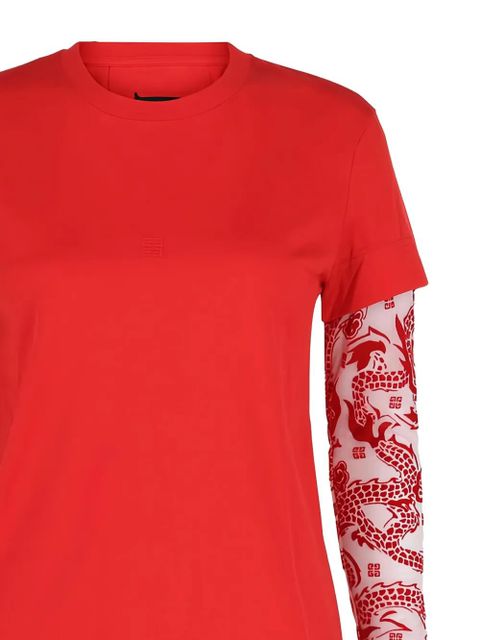 Givenchy dragon pattern long-sleeve T-shirt - Red - zdjęcie produktu nr 2