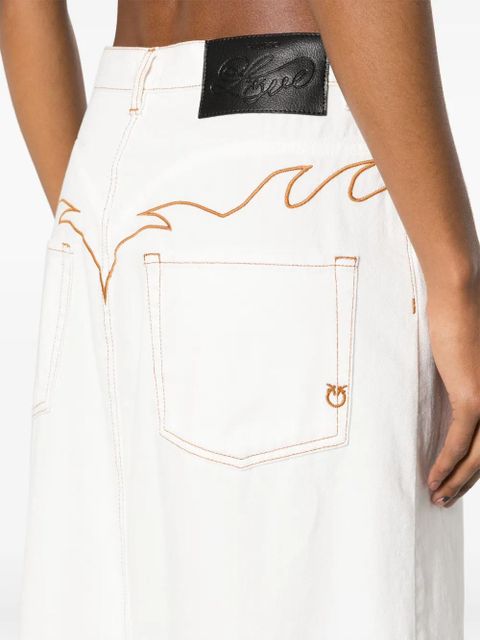 PINKO embroidered denim skirt - White