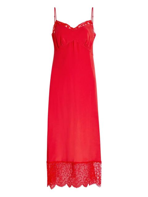 Simone Rocha lace-trim midi slip dress - Red - zdjęcie produktu nr 1