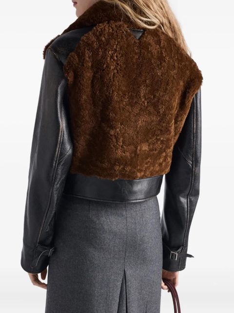 Prada shearling-panelled leather jacket - Black
