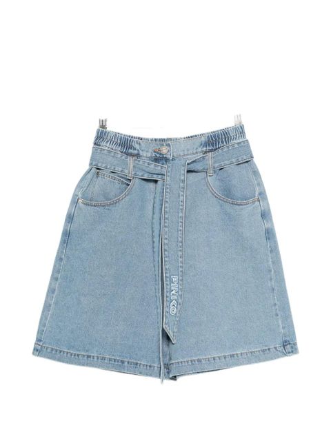 PINKO belted elasticated-waistband denim knee-length shorts - Blue - zdjęcie produktu nr 1