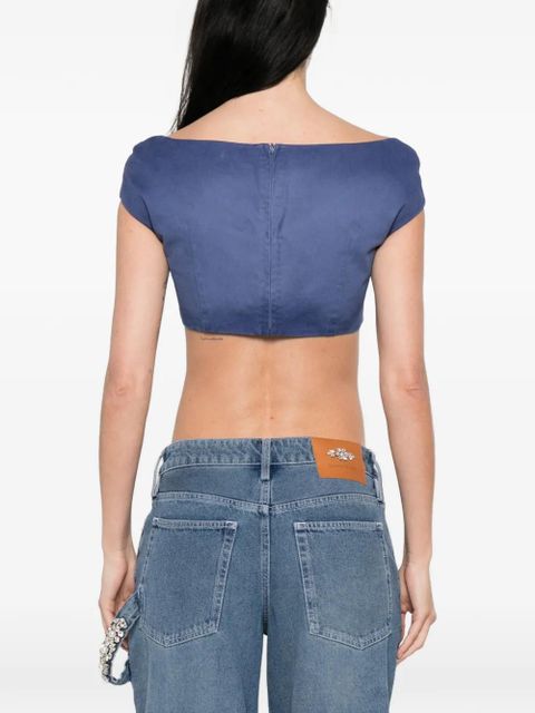 SHUSHU/TONG embellished V-neck top - Blue