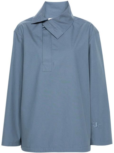 Jil Sander logo-embroidered cotton blouse - Blue - zdjęcie produktu nr 1