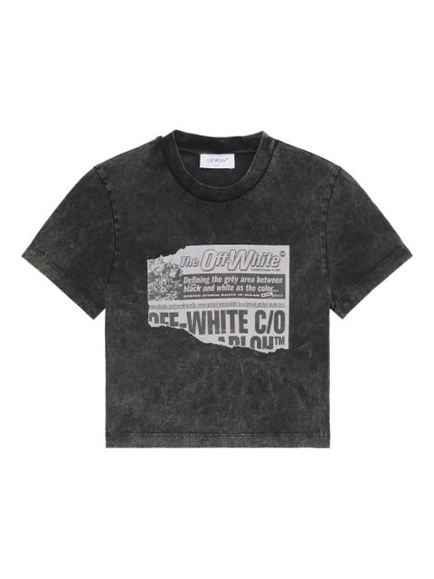 Off-White news print 90s logo tee - Grey - zdjęcie produktu nr 1