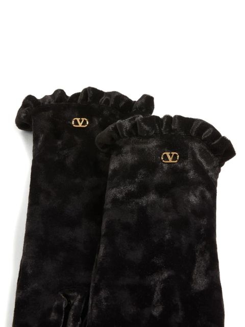 Valentino Garavani VLogo-signature ruffled gloves - Black