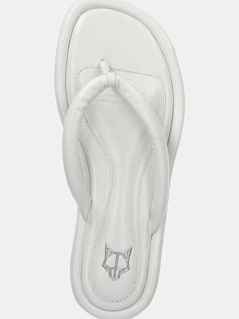 Naked Wolfe japonki skórzane Grenada damskie kolor biały na płaskim obcasie Grenada White Leather