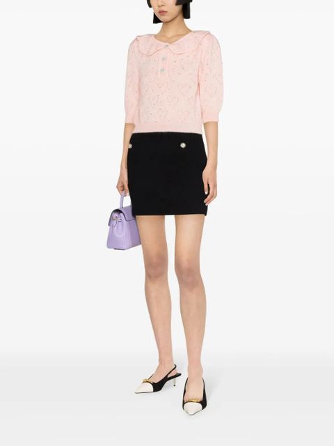 Alessandra Rich crystal-embellished cropped blouse - Pink