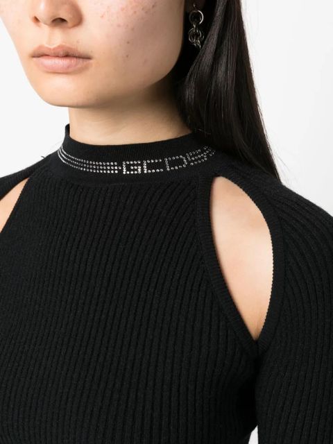 GCDS Bling rhinestone-embellished knitted top - Black