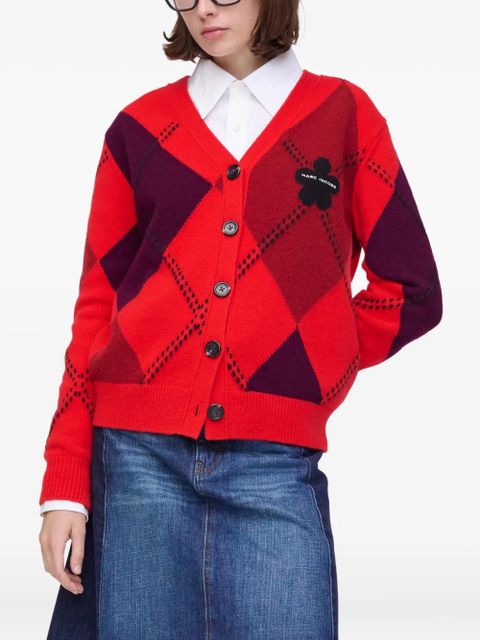 Marc Jacobs argyle daisy cardigan - Red