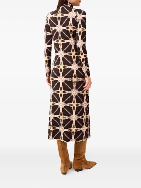 Marie Oliver Paxton long-sleeves patterned midi dress - Black - zdjęcie produktu nr 2