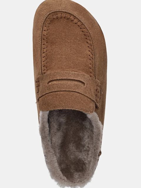 Answear.LAB klapki zamszowe damskie kolor brązowy