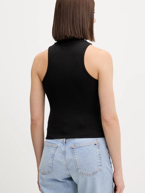 Tommy Jeans top kolor czarny z półgolfem DW0DW21840