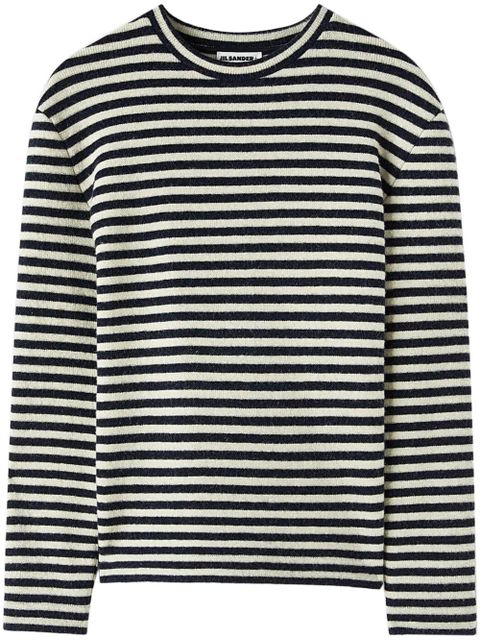 Jil Sander logo-patch striped wool T-shirt - Black - zdjęcie produktu nr 1