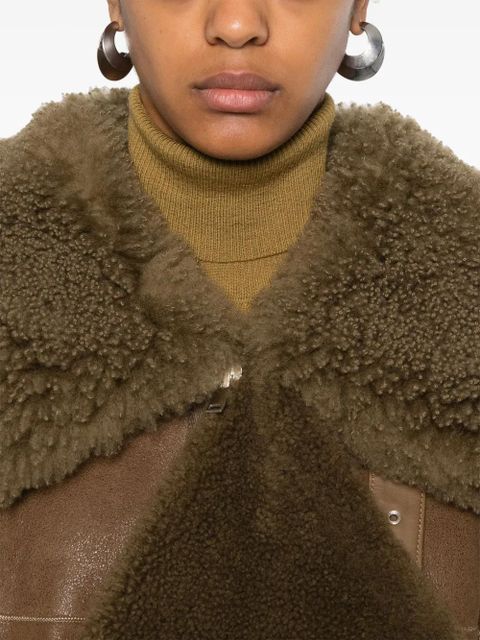 LEMAIRE asymmetric shearling coat - Brown