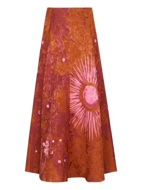 Johanna Ortiz Encanto De Isla printed jacquard skirt - Brown - zdjęcie produktu nr 1