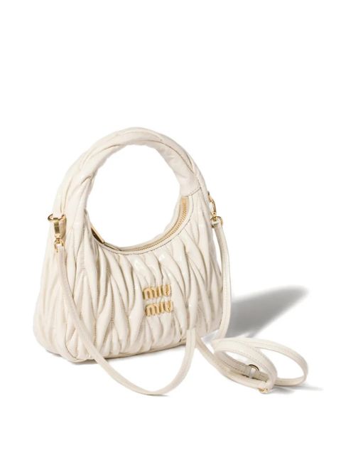 Miu Miu Wander matelassé patent leather bag - Neutrals