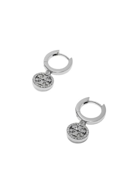 Tory Burch crystal-embellished hoop earrings - Silver - zdjęcie produktu nr 2
