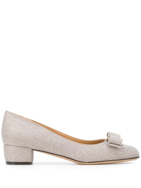 Ferragamo Vara bow glitter pumps - Grey - zdjęcie produktu nr 1
