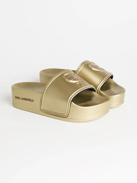Karl Lagerfeld klapki KONDO MAXI damskie kolor złoty na platformie KL80819M
