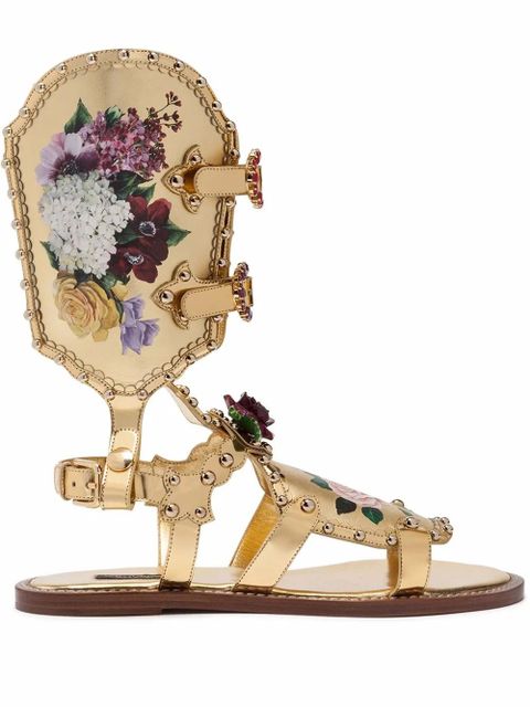 Dolce & Gabbana floral-motif gladiator sandals - Gold - zdjęcie produktu nr 1