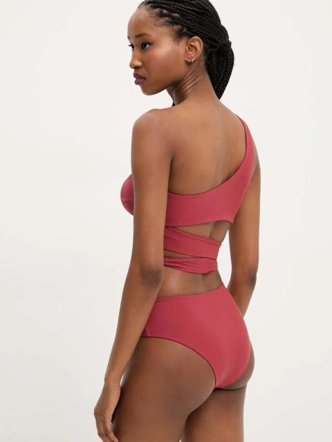 Answear.LAB biustonosz kąpielowy kolor pomarańczowy lekko usztywniona miseczka