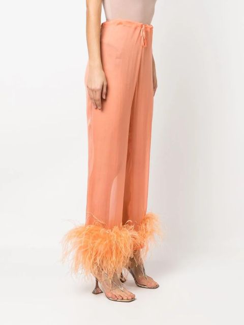 Oséree feather-trim pyjama bottoms - Orange