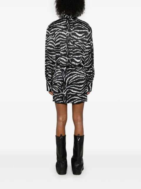 The Attico zebra-print mini dress - Black