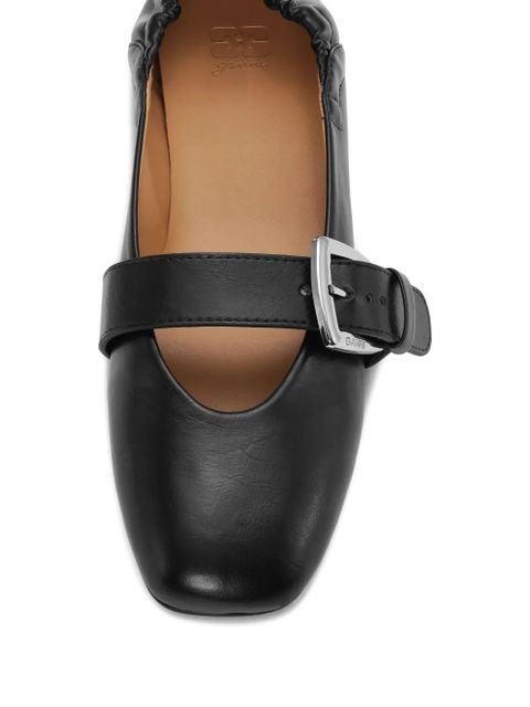 GANNI faux-leather ballet flats - Black