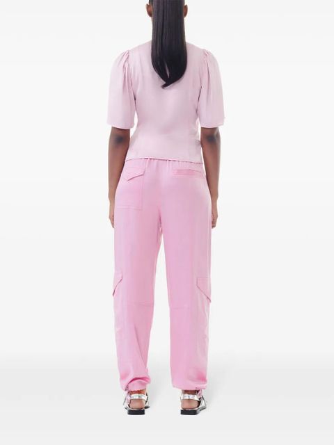 GANNI V-neck wrap blouse - Pink