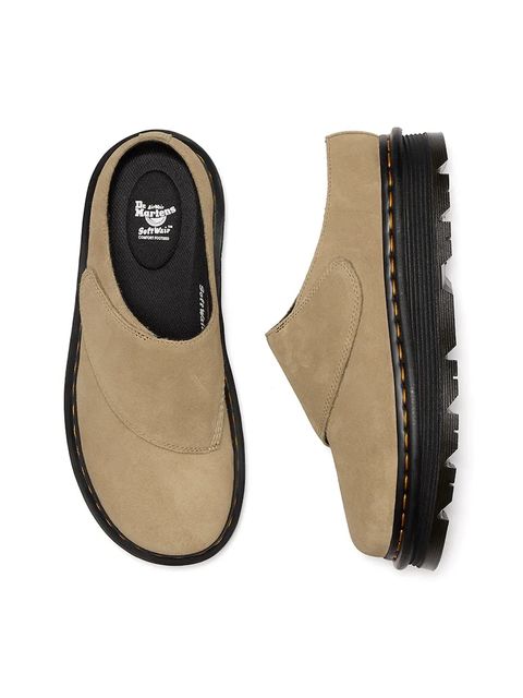 Dr. Martens klapki zamszowe ZebZag AnyWair Mule kolor beżowy DM41730200