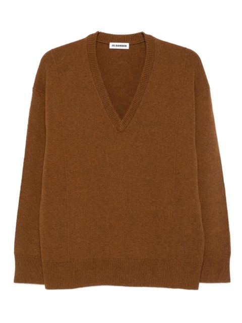 Jil Sander V-neck wool-blend sweater - Brown - zdjęcie produktu nr 1