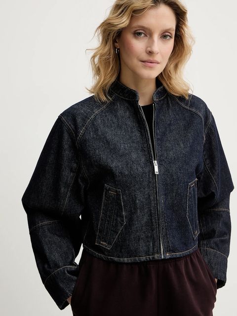 Calvin Klein Jeans kurtka jeansowa kolor czarny przejściowa LV047E731G