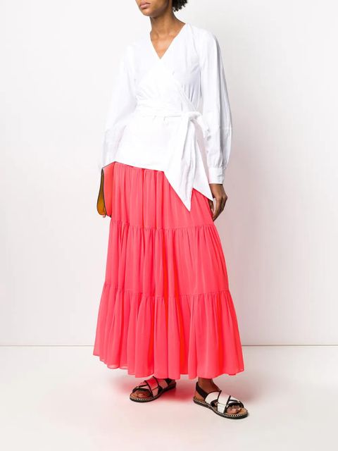 Valentino Garavani long tiered skirt - Pink