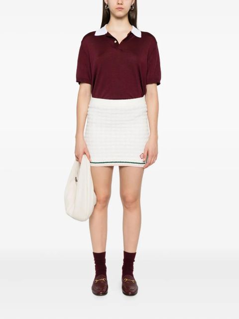 Casablanca striped-trim cotton skirt - White