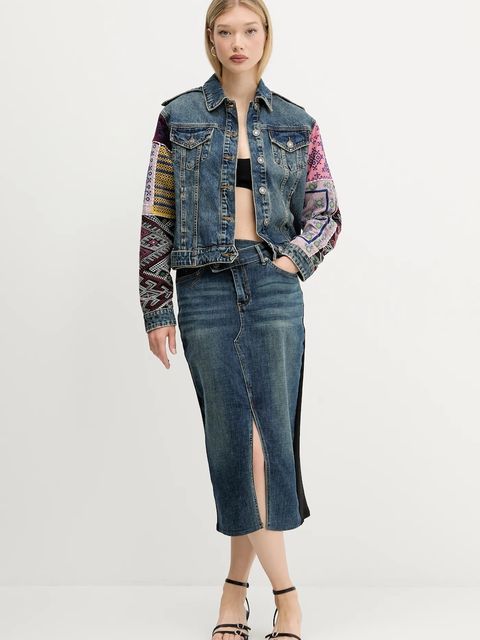 Desigual spódnica jeansowa TWISTED kolor granatowy midi ołówkowa 25WWFD03 - zdjęcie produktu nr 2