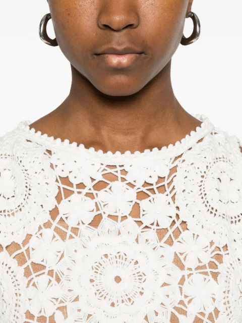 Self-Portrait crochet-floral maxi dress - White