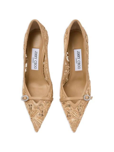 Jimmy Choo Cappuccino lace buckle pumps - Neutrals