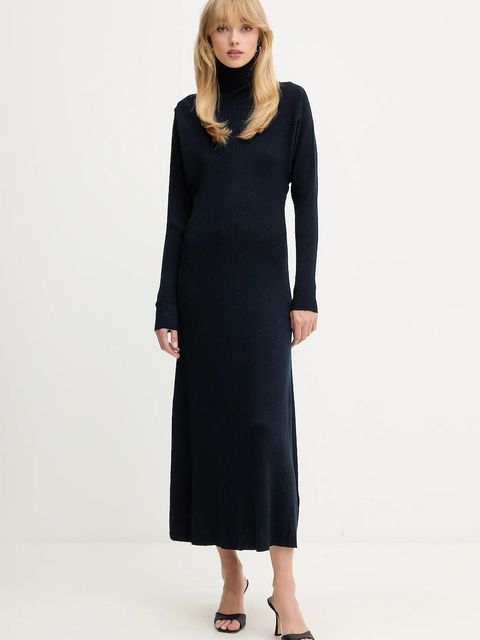 BOSS sukienka wełniana kolor granatowy maxi rozkloszowana 50548520 - zdjęcie produktu nr 1