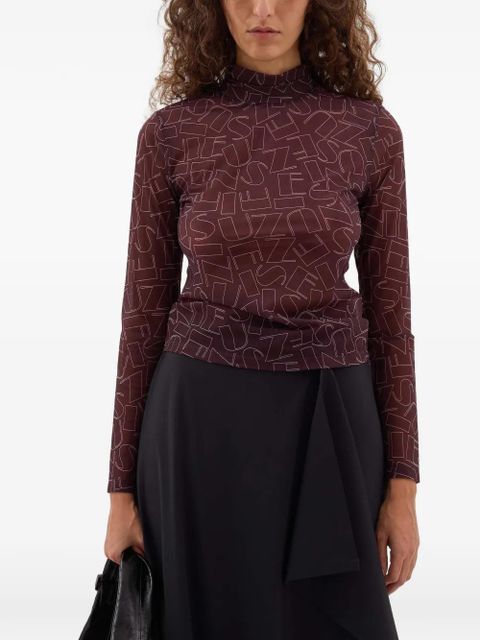 Sunnei high-neck print long-sleeve top - Purple