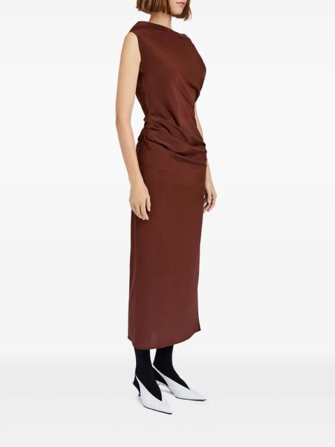 Proenza Schouler draped cowl-neck midi day dress - Brown