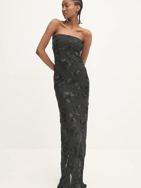 Rotate sukienka kolor czarny maxi dopasowana 114018100