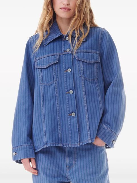 GANNI striped denim jacket - Blue