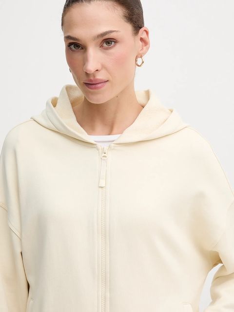 United Colors of Benetton bluza bawełniana damska kolor beżowy z kapturem gładka 3UNID500R