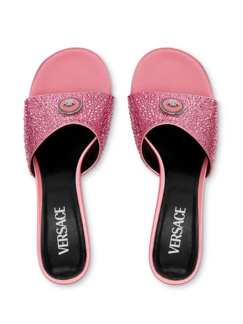 Versace 45mm Alia crystal-embellished mules - Pink