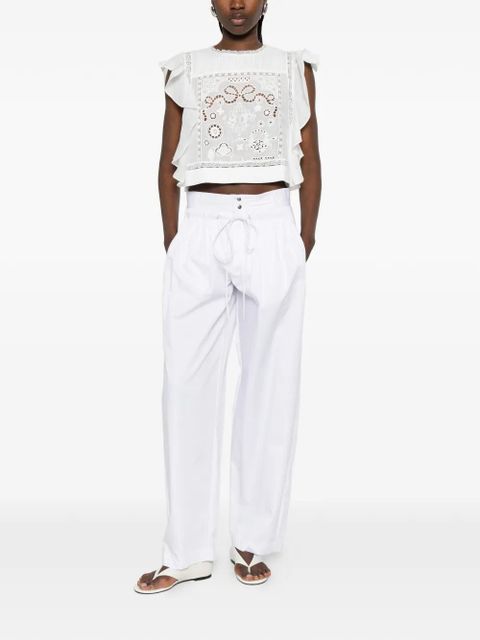 Self-Portrait lace-detail ruffled top - White - zdjęcie produktu nr 2