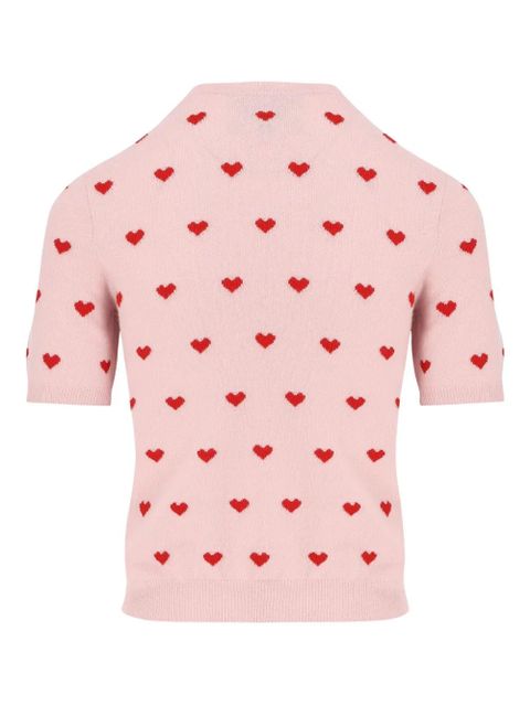 Valentino Garavani heart-pattern short-sleeve sweater - Pink - zdjęcie produktu nr 2