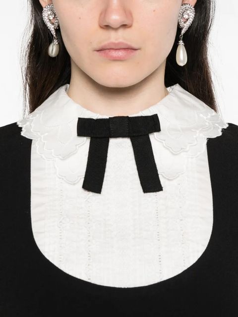 Self-Portrait ruffled bow-embellishment mini dress - Black